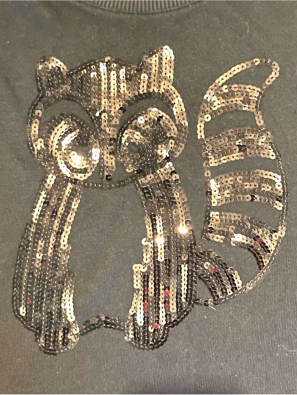 Vera Moda Sequin Raccoon Large Black Top